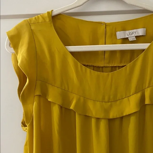 LOFT Mustard Ruffle Blouse - Picture 3 of 4
